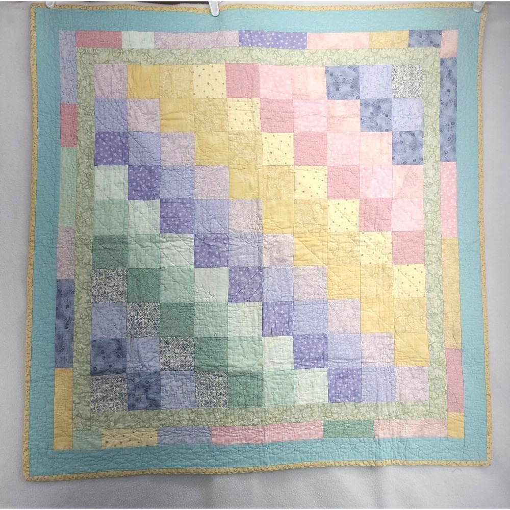 Handmade Vintage Baby Quilt Patchwork 38" x 38"